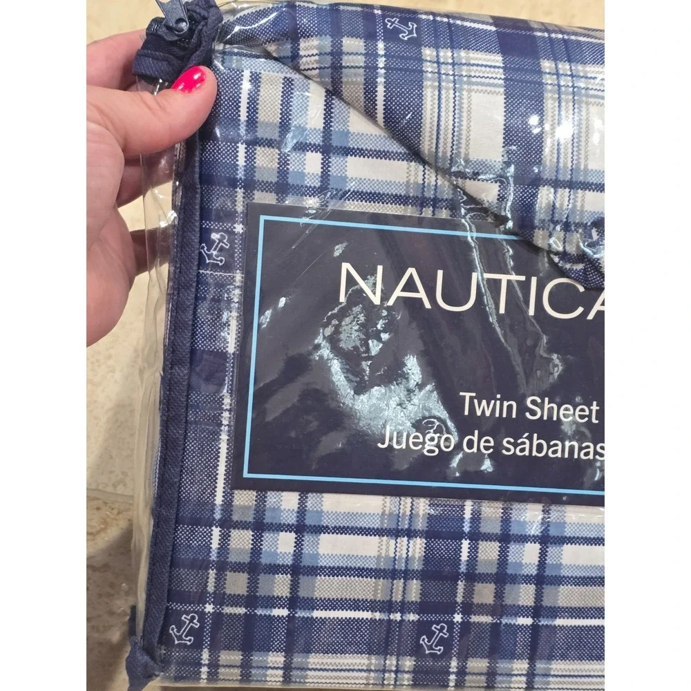 Nautica Kids Anchors Twin Set Fitted Flat‎ Pillowcase 3pc Set New